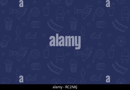 Seamless vector pattern with movie elements Stock Vector