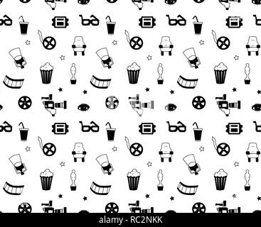 Seamless vector pattern with movie elements Stock Vector