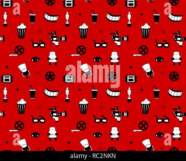 Seamless vector pattern with movie elements Stock Vector