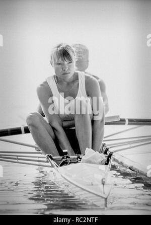 Barcelona Olympics 1992 - Lake Banyoles, SPAIN,  CAN W2- Kathleen Heddle, {Mandatory Credit: © Peter Spurrier/Intersport Images] Stock Photo