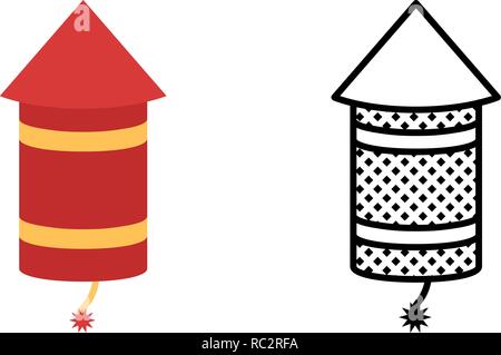 Rocket icon set, pyrotechnics symbol, vector illustration Stock Vector