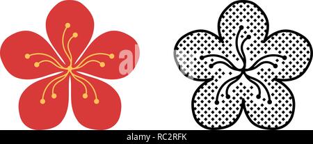 Peach blossom icon set, plant symbol, vector illustration Stock Vector