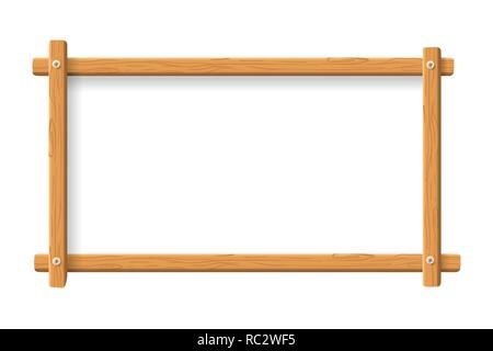 Wooden photo frame template - cartoon style Stock Vector