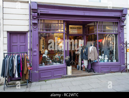 Bona Tom antique and curio shop with elegant clothing antiques and bric a brac in Skinner Street  Whitby Yorkshire UK Stock Photo