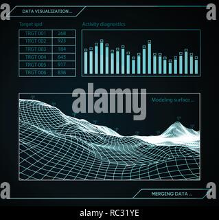 Military blue radar. Screen with target. Futuristic HUD interface. Stock vector illustration. Stock Vector