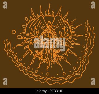 Sketch of a cuckoo clock - brown hues by jziprian Stock Vector