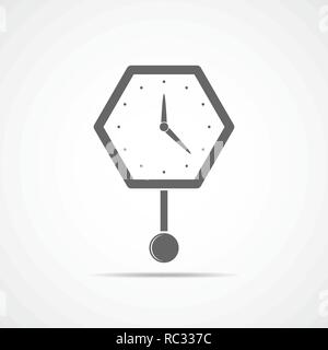 Clock icon in flat design. Vector illustration. Gray clock icon isolated on light background. Stock Vector