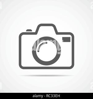 Gray camera icon in flat design. Vector illustration. Camera icon isolated on white background. Stock Vector