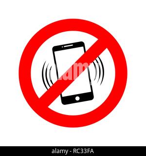 NO phone sign. Vector illustration. NO cell phone. Do not use your phone Stock Vector