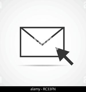 Simple envelope icon. Envelope sign with shadow, isolated on light background. Vector illustration. Stock Vector