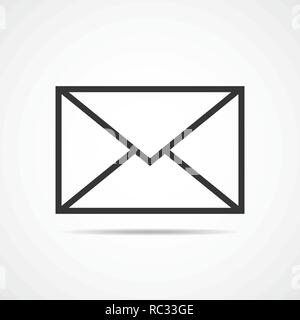 Simple envelope icon. Envelope sign with shadow, isolated on light background. Vector illustration. Stock Vector