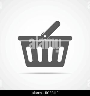 Shopping basket icon in flat design. Vector illustration. Gray basket icon on light background Stock Vector