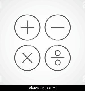 Basic mathematical symbols in flat design. Vector illustration. Gray mathematical symbols on light background Stock Vector