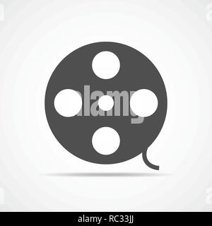 Filmstrip in flat design. Vector illustration. Gray videotape or film reel, on a light background. Stock Vector