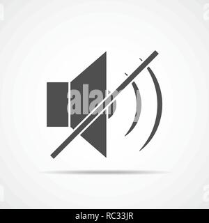 NO sound icon in flat design. Vector illustration. Gray music volume symbol Stock Vector