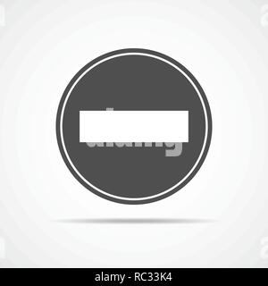 Gray brick warning sign. Vector illustration. No entry, traffic sign in flat design Stock Vector