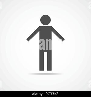 Man icon in flat design. Vector illustration. Gray Man icon on light background Stock Vector