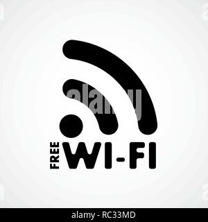 Free WiFi, icon in flat design. Vector illustration. Black WiFi icon on light background. Stock Vector