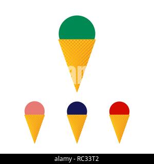 Ice cream cone. Vector illustration. Set of ice cream icons, isolated on white background Stock Vector