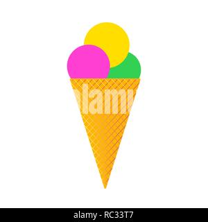 Ice cream cone. Vector illustration. Ice cream icon, isolated on white background Stock Vector