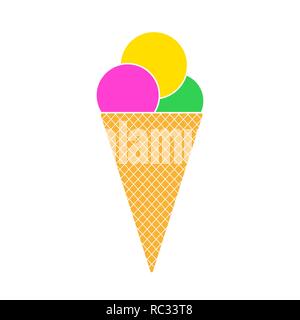 Ice cream cone. Vector illustration. Ice cream icon, isolated on white background Stock Vector