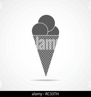 Ice cream cone. Vector illustration. Gray ice cream icon isolated on light background Stock Vector