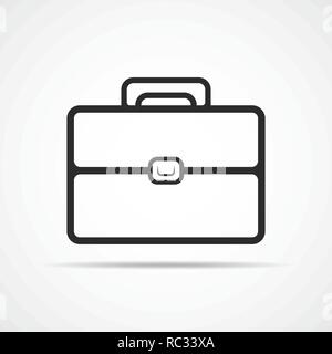 Black briefcase icon in flat design. Briefcase, isolated on light background. Vector illustration. Stock Vector