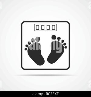 Digital scales icon in flat design. Vector illustration. Black scales on light background. Stock Vector