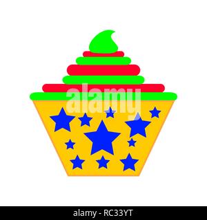 Cupcake icon on the white background. Vector illustration. Cupcake icon in flat design Stock Vector