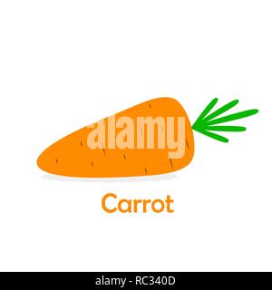 Carrot icon in flat design. Vector illustration. Carrot icon, isolated on white background. Stock Vector