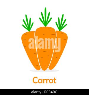 Carrot icon in flat design. Vector illustration. Carrot icon, isolated on white background. Stock Vector