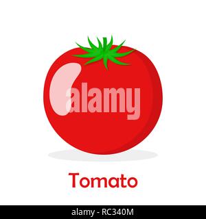 Tomato in flat design. Vector illustration. Single tomato isolated on white background Stock Vector