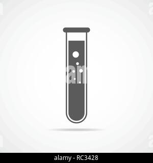 Test tube icon in flat design. Vector Illustration. Gray chemical laboratory flask. Stock Vector