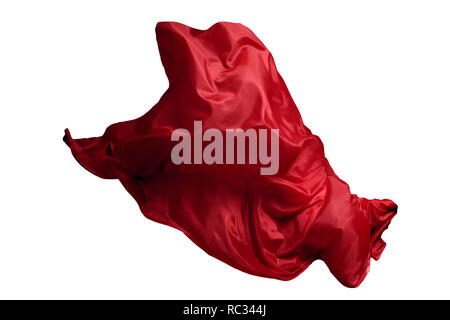 Abstract red flying fabric isolated on white background Stock Photo