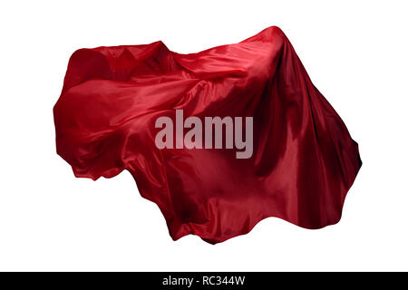 Abstract red flying fabric isolated on white background Stock Photo