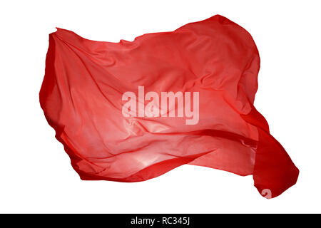 Abstract red flying fabric isolated on white background Stock Photo