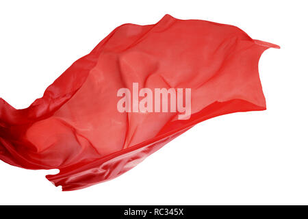 Abstract red flying fabric isolated on white background Stock Photo