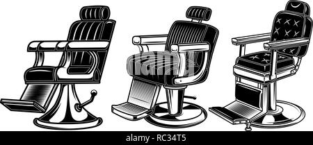 Set of barber chair illustrations. Design elements for logo, label, sign, badge. Vector illustration Stock Vector