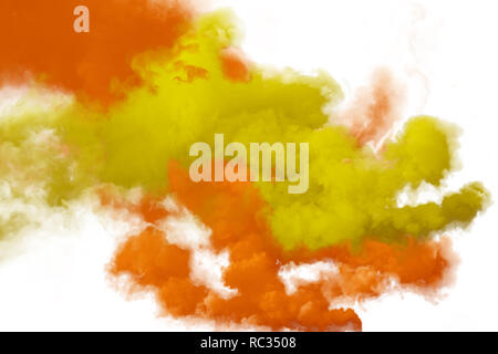 Red and orange smoke isolated on white background Stock Photo