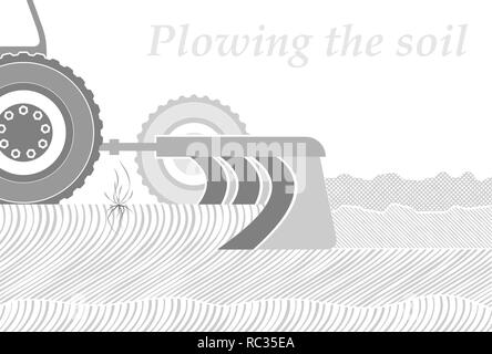 Cross-section of the soil in the place of plowing. Spring or autumn field work. Occupation by farming. Copy space. Stock Vector