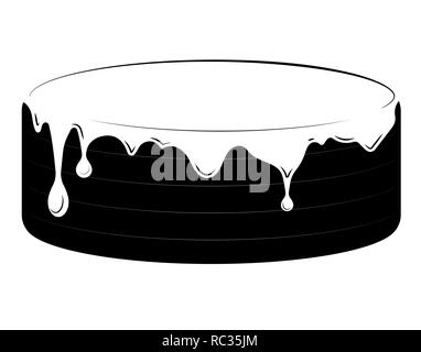 Black and white contour image of cake with white cream. Several cakes Stock Vector