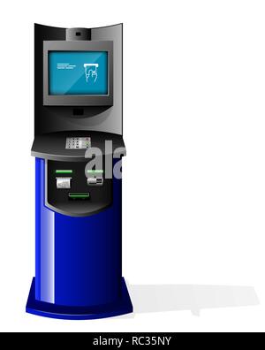 Payment Terminal, Automated Teller Machine, Advertising Stand On White Background. 3D Mock Up. Illustration Isolated On White Background. Vector EPS10 Stock Vector