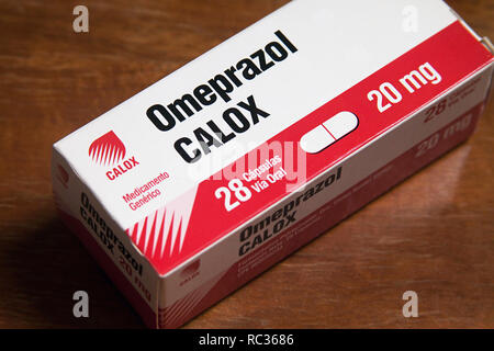 Omeprazole is a medication used in the treatment of gastroesophageal reflux disease, peptic ulcer disease Stock Photo