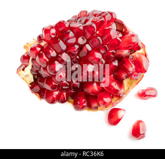 fresh ripe pomegranate seeds isolated on white background Stock Photo