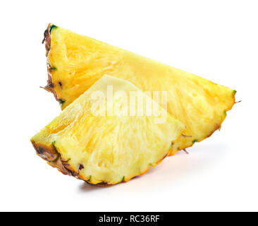 fresh ripe pineapple slices isolated on white background Stock Photo