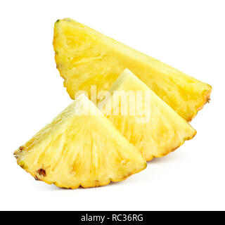 fresh ripe pineapple slices isolated on white background Stock Photo