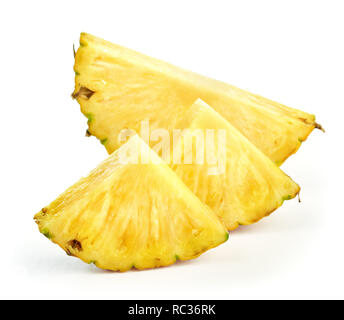 fresh ripe pineapple slices isolated on white background Stock Photo