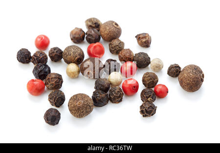 heap of dryed pepper corns isolated on white background Stock Photo