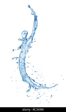 single pure blue water splash isolated on white background Stock Photo