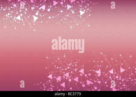 Geometric abstract background with connected line and dots. Structure molecule and communication. Big Data Visualization. Medical, technology, science background. Vector illustration. Stock Vector